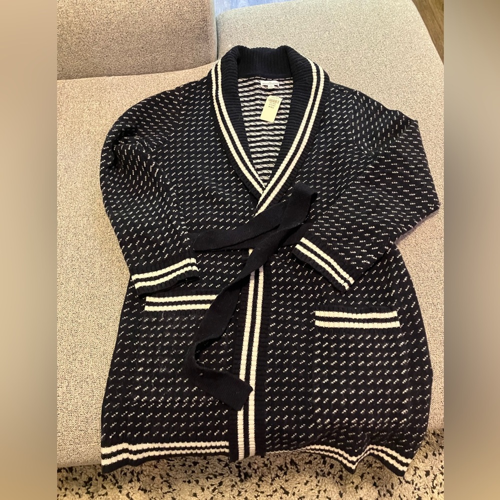 NWT L.L. Bean navy long-line cardigan